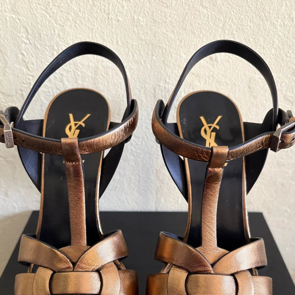YSL Bronze Tribute Sandals - Picture 6 of 11